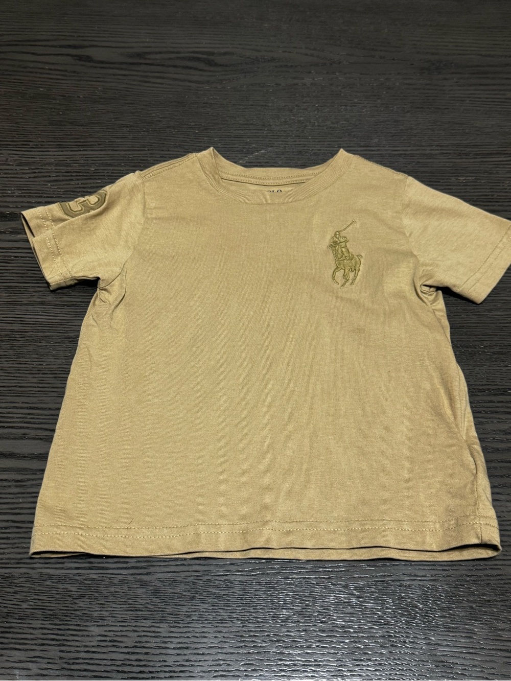Ralph Lauren Kids Short Sleeve Polo Logo Tee in tan